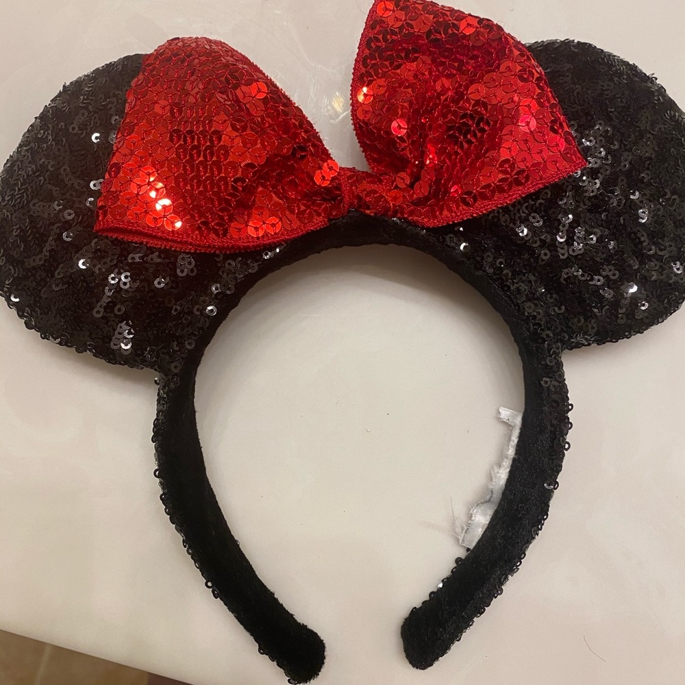 Sequin red and black Minnie Mouse Ears
